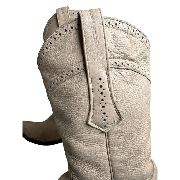 Cuadra DeerSkin Western Boots Leather Ivory Pointed Toe Unisex Men Sz 7 Women 9 - Picture 13 of 16